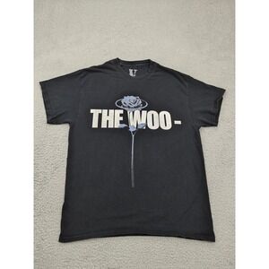 VLONE Shirt Mens Large Black Pop Smoke‎ The Woo Rose Graphic V Streetwear Tee